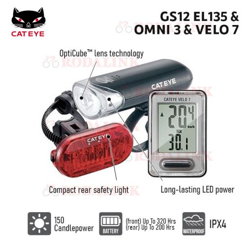 Lumière Vélo Sigma Aura CatEye Go-Kit Bike Computer Light Combo
