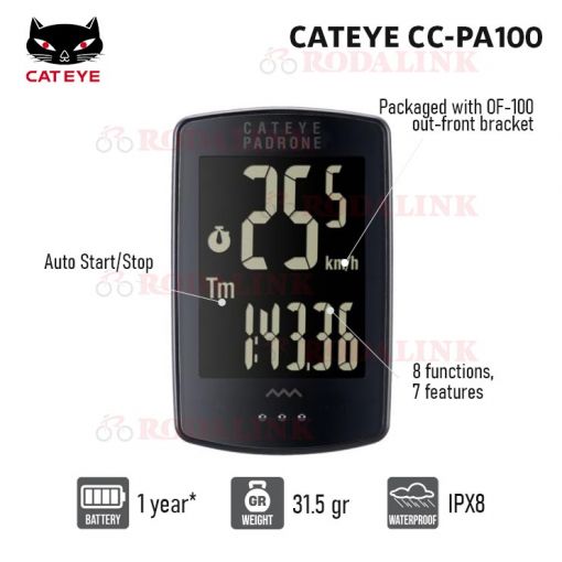 Coospo Bike Computer CatEye Unisex's Padrone Stealth Wireless