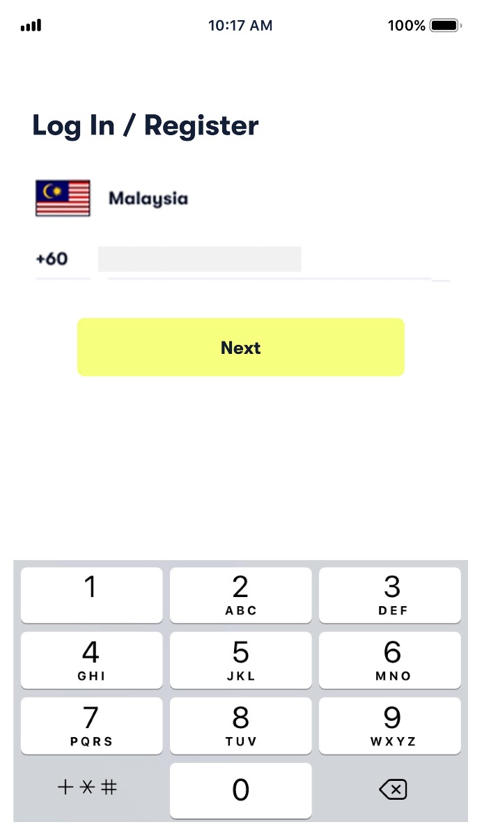 Register with your handphone number Register with your handphone number