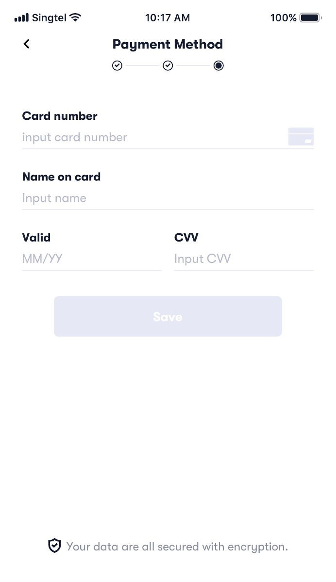 Add your credit/debit card details to complete the registration Add your credit/debit card details to complete the registration