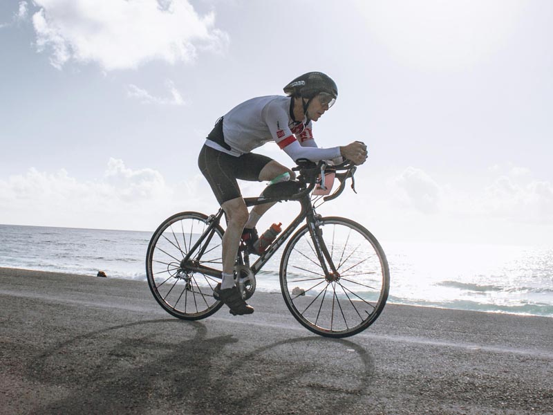 Refreshing road bike training on the coastal path Refreshing road bike training on the coastal path
