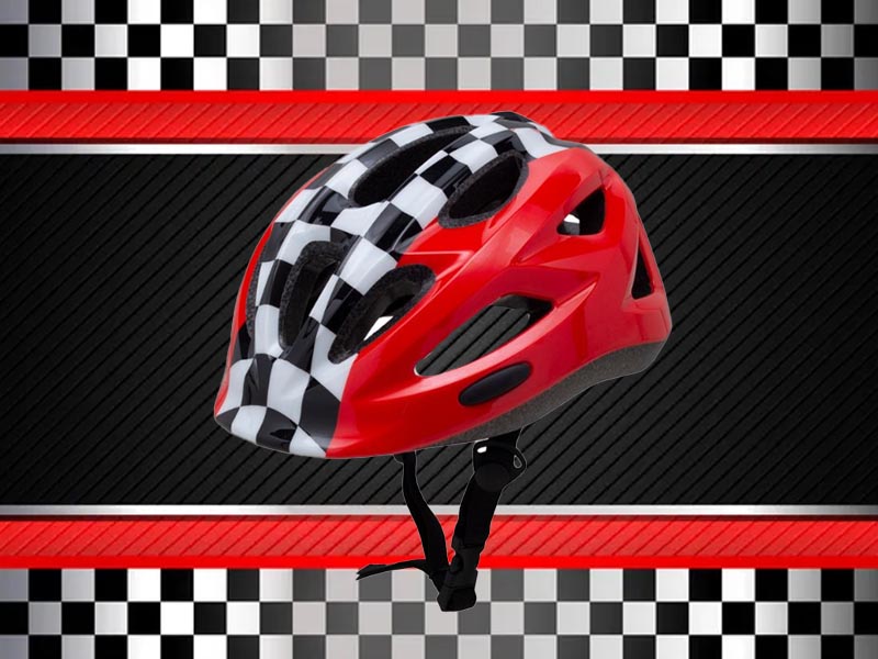 Helm sepeda anak Xzone flag dengan warna merah dan motif yang agresif Helm sepeda anak Xzone flag dengan warna merah dan motif yang agresif