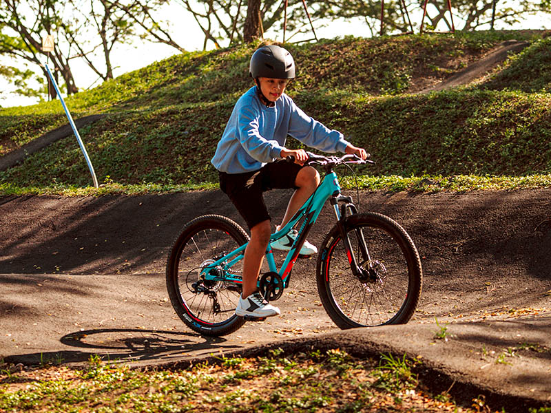 Polygon Relic 24 is used by kids to practice mountain biking Polygon Relic 24 is used by kids to practice mountain biking