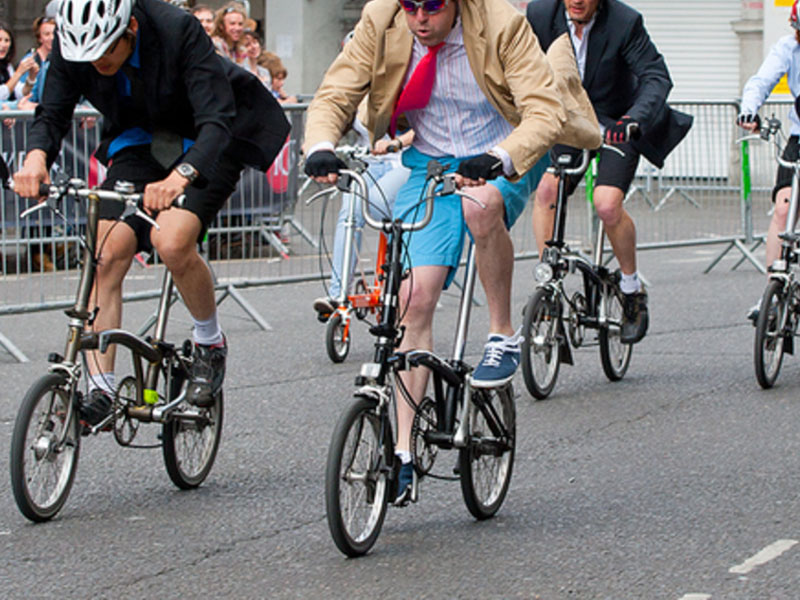 Foldable bike community riding together Foldable bike community riding together