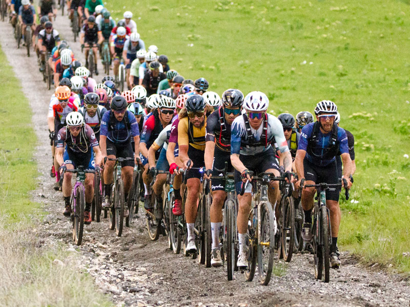 Gravel racing competition through the rice field tracks Gravel racing competition through the rice field tracks