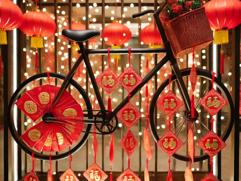 Dekorasi pohon Angpao dari rangka sepeda bekas Dekorasi pohon Angpao dari rangka sepeda bekas