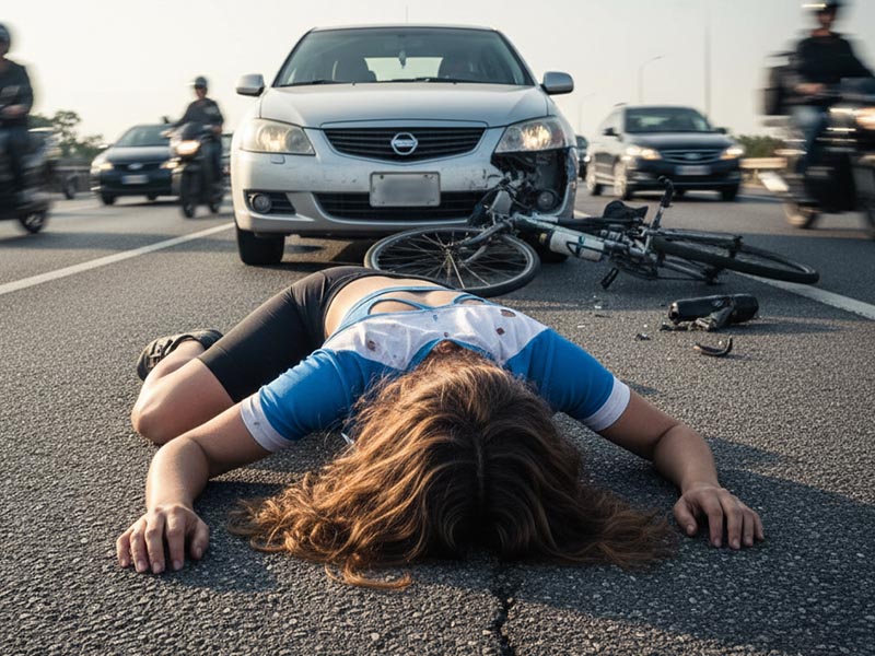 Falling from the bike in an accident Falling from the bike in an accident