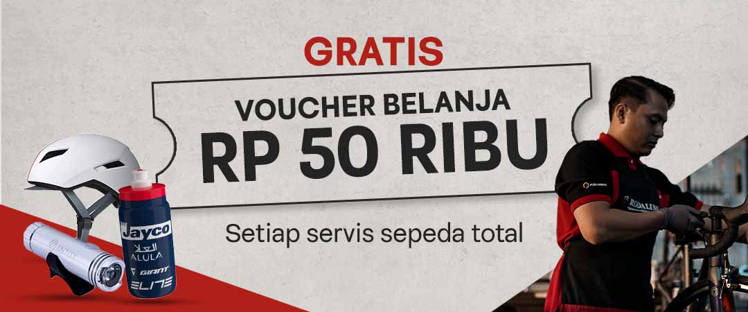 Servis sepeda total gratis voucher belanja Rp 50 ribu Servis sepeda total gratis voucher belanja Rp 50 ribu