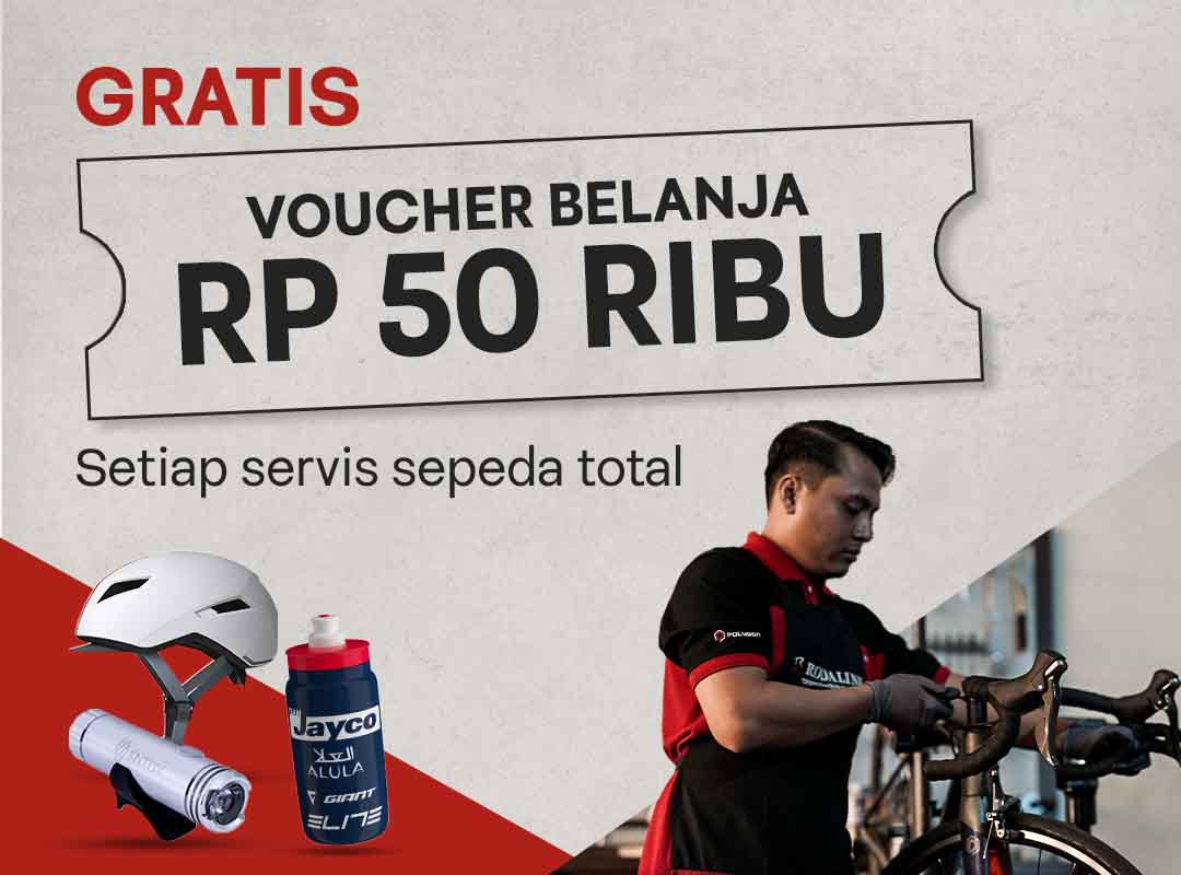 Servis sepeda total gratis voucher belanja Rp 50 ribu Servis sepeda total gratis voucher belanja Rp 50 ribu