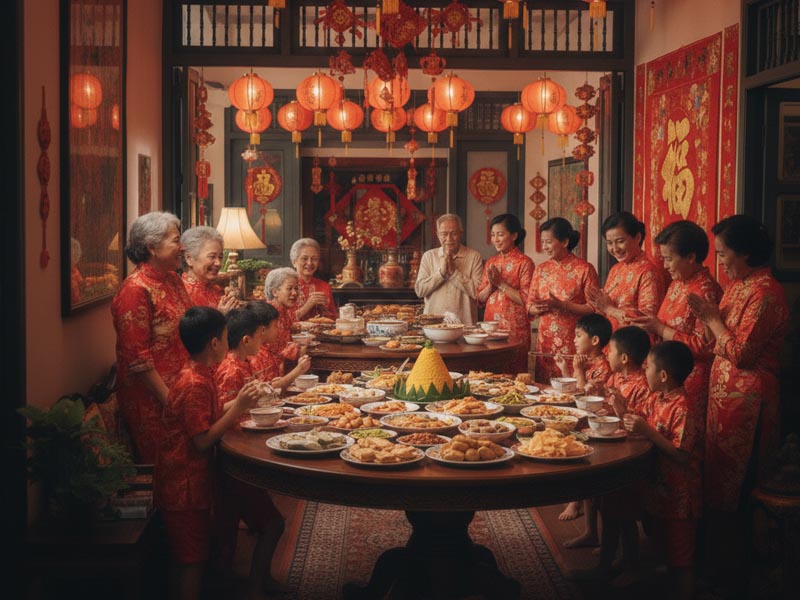 Makan besar keluarga di tahun baru Imlek Makan besar keluarga di tahun baru Imlek
