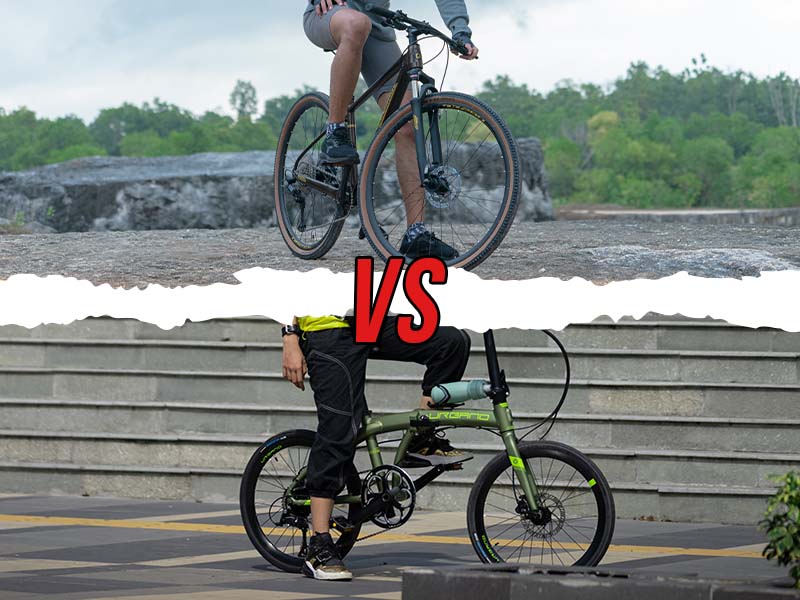 Comparison between a hybrid bike and a foldable bike Comparison between a hybrid bike and a foldable bike
