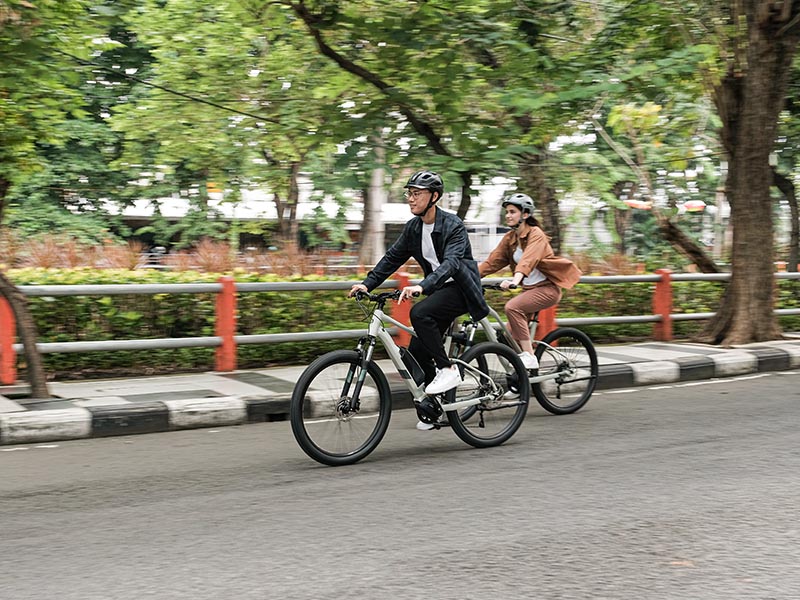 Enjoying a leisure ride with the Polygon e-bike Enjoying a leisure ride with the Polygon e-bike