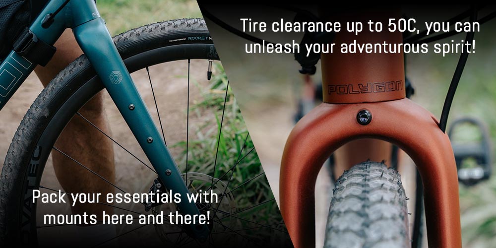 Pack your essentials & Tire clearance up to 50C Pack your essentials & Tire clearance up to 50C