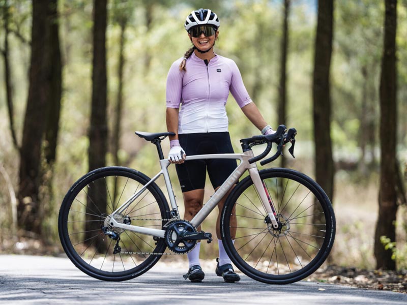 Cyclist ride road bike for touring Cyclist ride road bike for touring