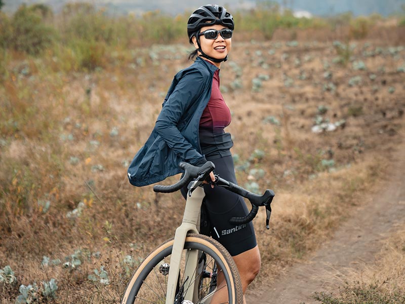 Gravel cyclists smile with joy after a wonderful ride Gravel cyclists smile with joy after a wonderful ride