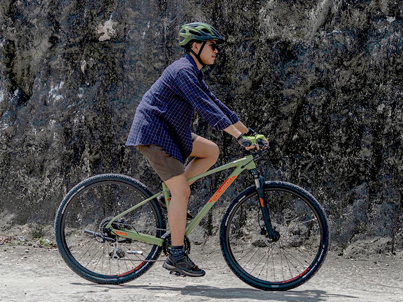 Hybrid bikes offer a comfortable riding position Hybrid bikes offer a comfortable riding position