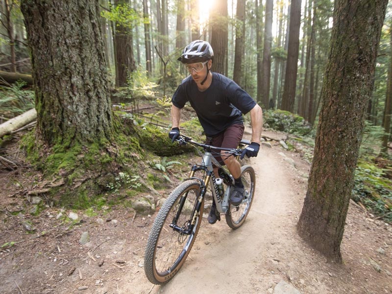 Carbon mountain bike in action Carbon mountain bike in action