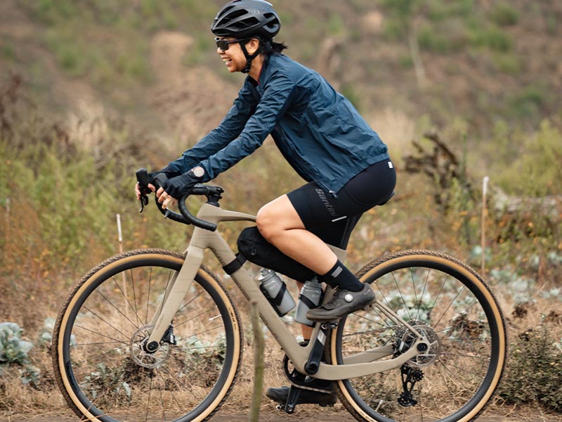 Cruising on the gravel path with a gravel bike Cruising on the gravel path with a gravel bike