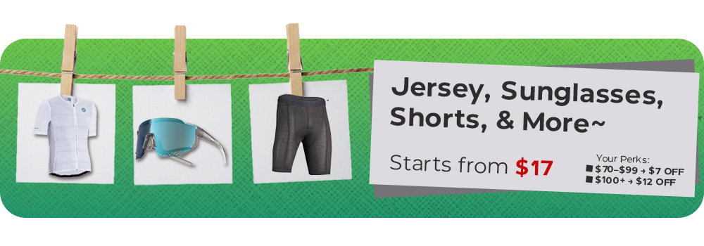 Jersey, sunglasses, shorts, & more Jersey, sunglasses, shorts, & more