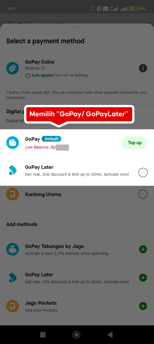 Cara pembayaran GoPay atau GoPay Later Cara pembayaran GoPay atau GoPay Later