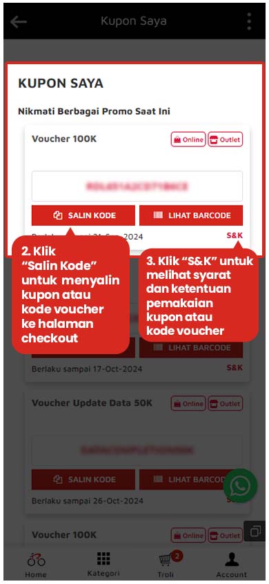 Cara melihat kupon atau kode voucher Rodalink Anda miliki Cara melihat kupon atau kode voucher Rodalink Anda miliki