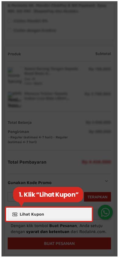 Cara melihat kupon atau kode voucher Rodalink Anda miliki Cara melihat kupon atau kode voucher Rodalink Anda miliki