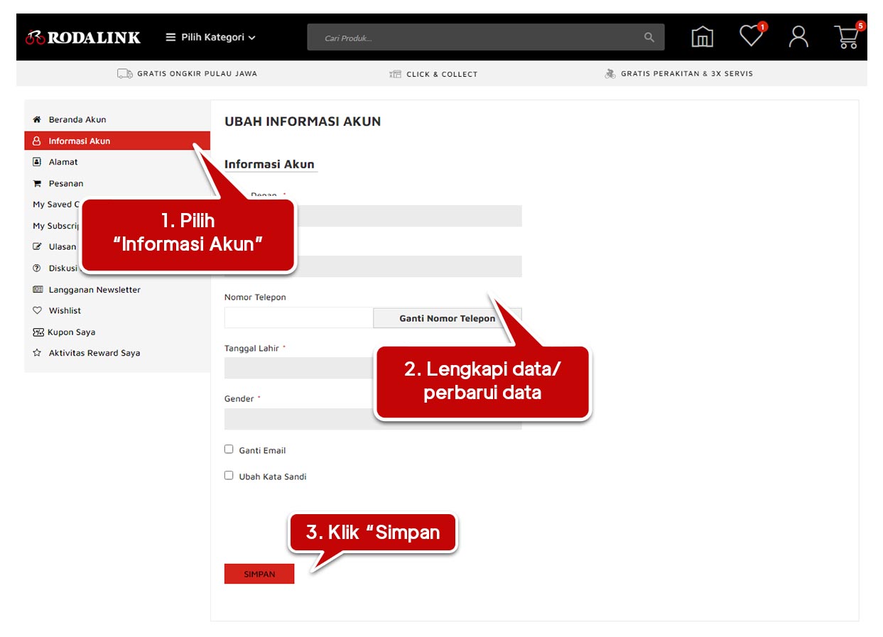 Melengkapi atau memperbarui informasi akun. Melengkapi atau memperbarui informasi akun.