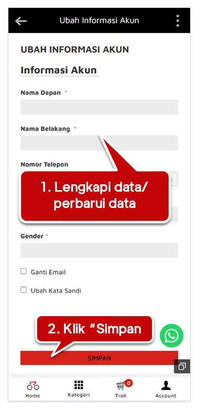 Melengkapi atau memperbarui informasi akun. Melengkapi atau memperbarui informasi akun.